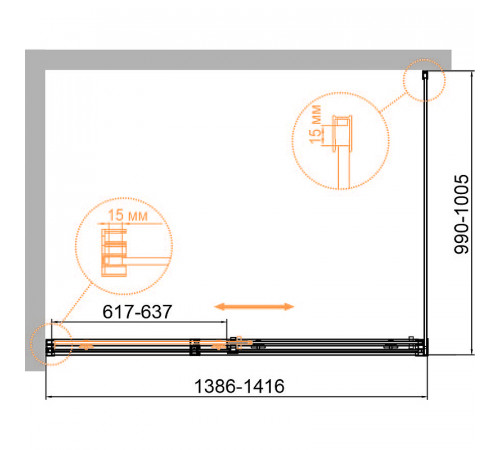 Душевой уголок Cezares Duet Soft-М 140x100 DUET SOFT-M-AH-1-140/100-C-Cr профиль Хром стекло прозрачное