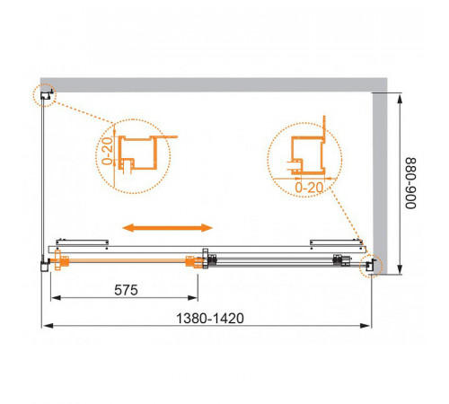 Душевой уголок Cezares Lux Soft 140x90 LUX-SOFT-W-AH-1-140/90-C-Cr-IV профиль Хром стекло прозрачное