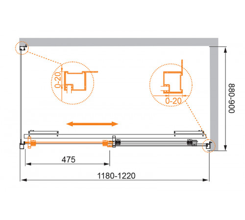 Душевой уголок Cezares Lux Soft 120x90 LUX-SOFT-W-AH-1-120/90-C-Cr-IV профиль Хром стекло прозрачное