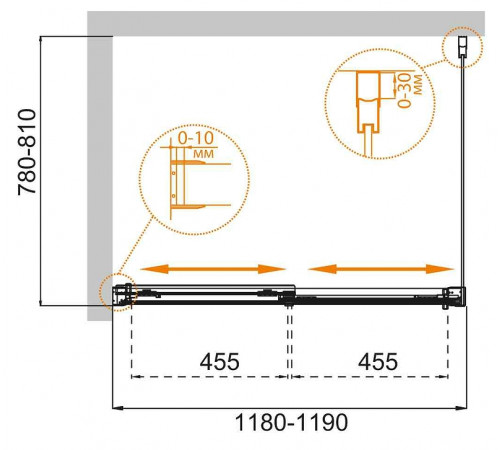 Душевой уголок Cezares Tandem-Soft 120x80 TANDEM-SOFT-AH-2-120/80-C-Cr-IV профиль Хром стекло прозрачное