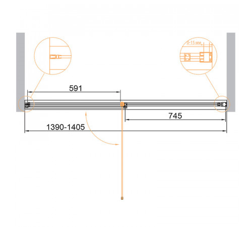 Душевая дверь Cezares Urban 140 URBAN-B-12-140-C-CR профиль Хром стекло прозрачное