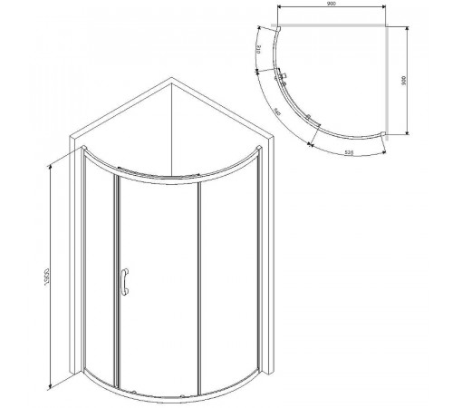 Душевой уголок AM.PM Like Solo Slide 90x90 W83G-315-090CT профиль Хром глянцевый стекло прозрачное