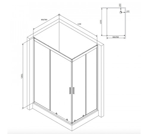 Душевой уголок AM.PM Gem 120x90 W90G-404-120290-MT профиль Хром матовый стекло прозрачное