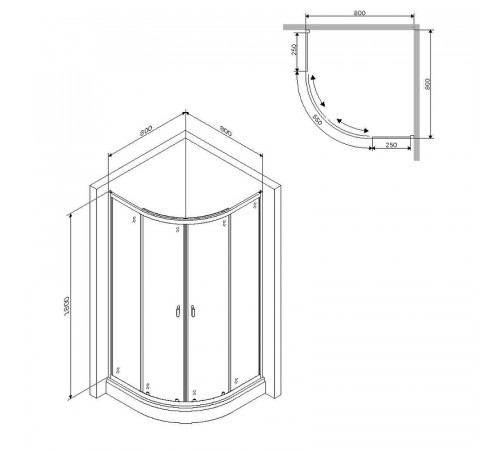 Душевой уголок AM.PM X-Joy Twin Slide 80х80 W88G-205-080BT64 профиль Черный матовый стекло прозрачное