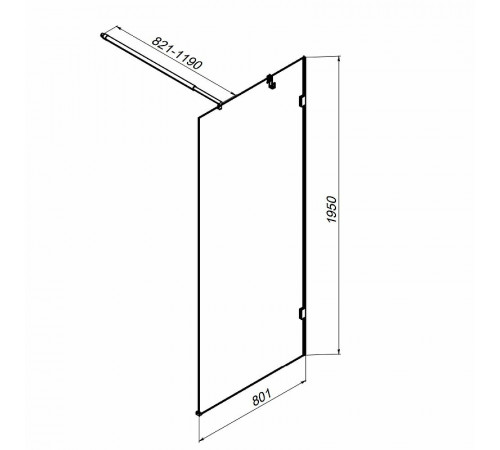 Душевая перегородка AM.PM X-Joy 80 W94WI-80-F1-BTE профиль Черный стекло прозрачное