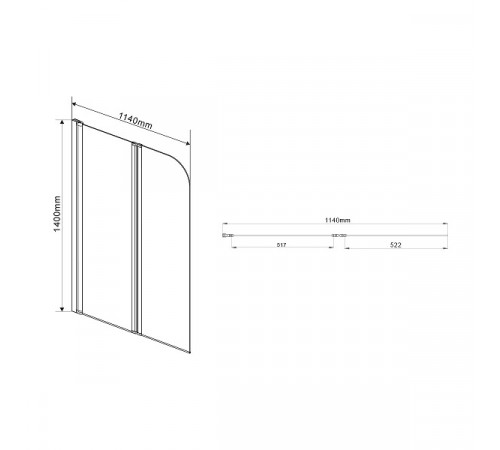 Шторка на ванну Vincea VSB-12114CH-R 114x140 профиль Хром стекло шиншилла