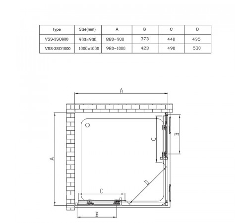 Душевой уголок Vincea Soft 90x90 VSS-3SO900CL профиль Хром стекло прозрачное