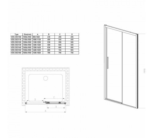 Душевая дверь Vincea Soft 110 VDS-3SO110CLB профиль Черный стекло прозрачное