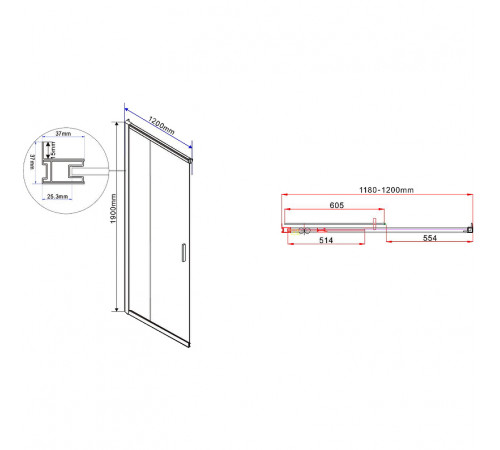 Душевой уголок Vincea Garda 120x120 VSS-1G1212CLB профиль Черный стекло прозрачное