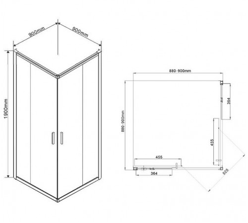 Душевой уголок Vincea Garda VSS-1G900CHB 90x90 профиль Черный стекло шиншилла