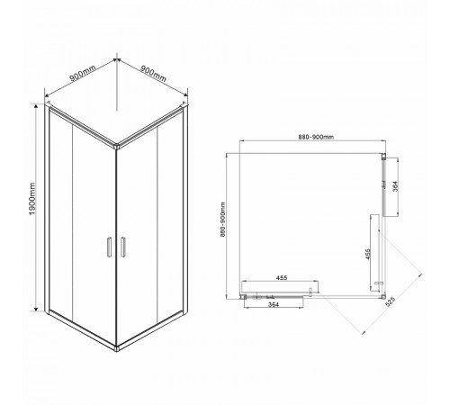 Душевой уголок Vincea Garda 90x90 VSS-1G900CLGM профиль Вороненая сталь стекло прозрачное