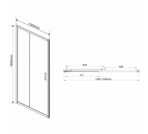 Душевая дверь Vincea Garda 130 VDS-1G130CLGM профиль Вороненая сталь стекло прозрачное