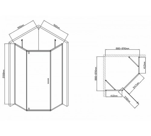 Душевой уголок Vincea Slim-U 90x90 VSP-2SU900CL профиль Хром стекло прозрачное