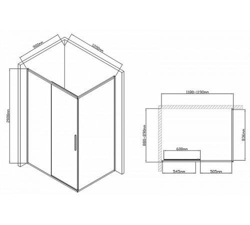 Душевой уголок Vincea Slim-U 120x90 VSR-2SU9012CL профиль Хром стекло прозрачное