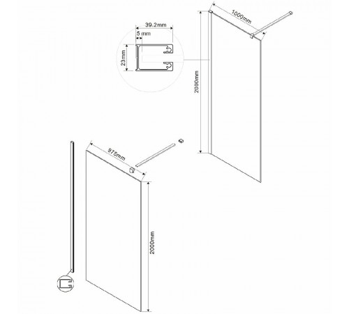 Душевая перегородка Vincea Walk-In 100 VSW-1H100CGGM профиль Вороненая сталь стекло тонированное