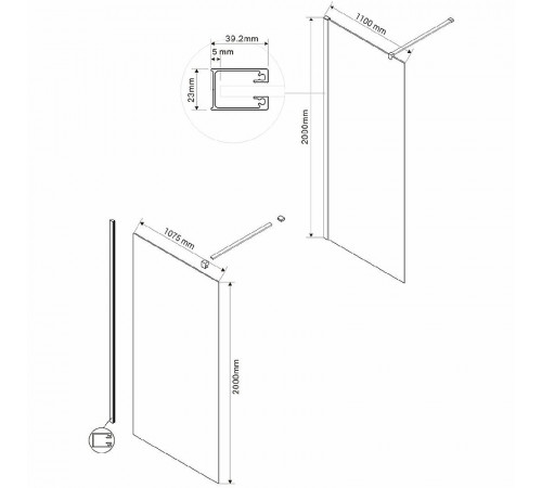 Душевая перегородка Vincea Walk-In 110 VSW-1H110CLGM профиль Вороненая сталь стекло прозрачное