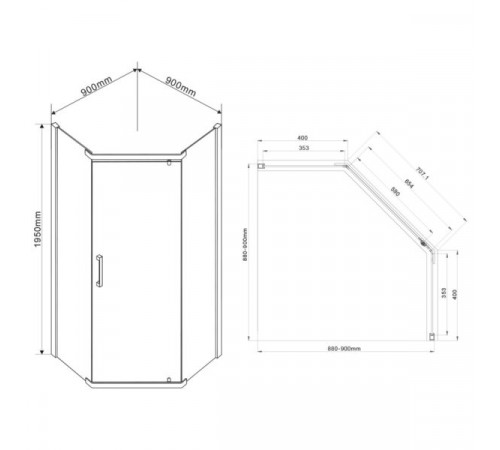 Душевой уголок Vincea Stresa 100x100 VSP-1S100CH профиль Хром стекло шиншилла