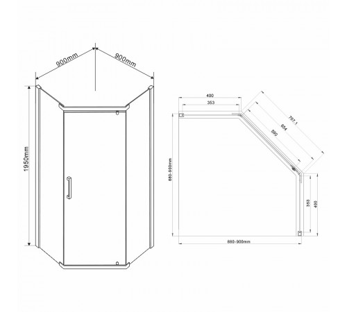 Душевой уголок Vincea Stresa 90x90 VSP-1S900CLGM профиль Вороненая сталь стекло прозрачное