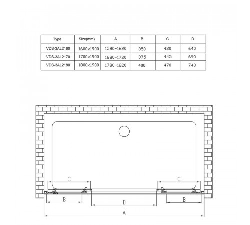 Душевая дверь Vincea Alpha 160 VDS-3AL2160CL профиль Хром стекло прозрачное