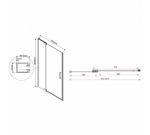 Душевая дверь Vincea Extra 100 VDP-1E9010CLGM профиль Вороненая сталь стекло прозрачное