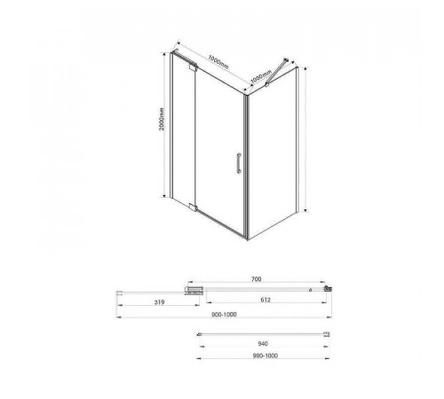 Душевой уголок Vincea Extra 100х100 VSR-1E901010CL профиль Хром стекло прозрачное