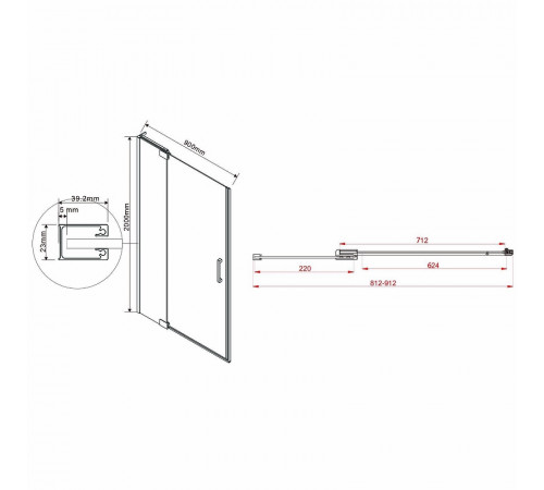 Душевая дверь Vincea Extra 90 VDP-1E8090CLGM профиль Вороненая сталь стекло прозрачное