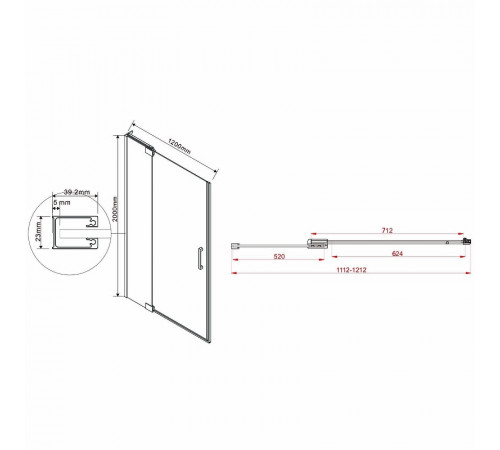 Душевая дверь Vincea Extra 120 VDP-1E1112CLGM профиль Вороненая сталь стекло прозрачное