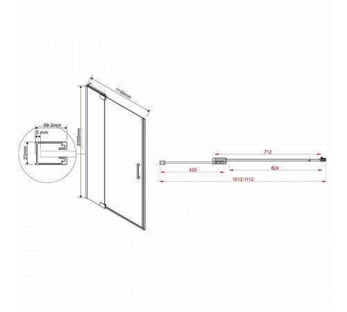 Душевая дверь Vincea Extra 110 VDP-1E1011CLGM профиль Вороненая сталь стекло прозрачное