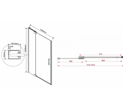 Душевая дверь Vincea Extra 120 VDP-1E1112CGB профиль Черный стекло тонированное