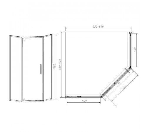 Душевой уголок Vincea Slim-N 100x100 VSP-4SN100CL профиль Хром стекло прозрачное