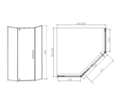 Душевой уголок Vincea Slim-N 90x90 VSP-4SN900CL профиль Хром стекло прозрачное