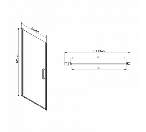 Душевая дверь Vincea Orta 80 VPP-1O800CL профиль Хром стекло прозрачное