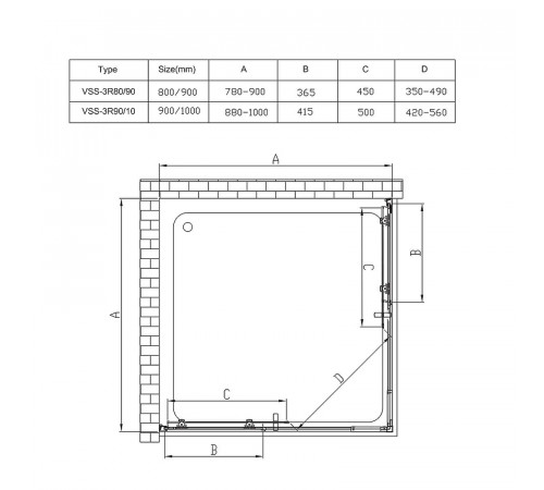 Душевой уголок Vincea Rapid 90x90 VSS-3R80/90CL профиль Хром стекло прозрачное