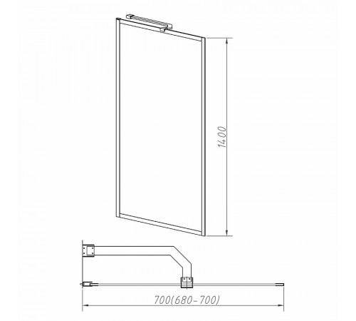 Шторка на ванну Vincea 70x140 VSB-41700CLG профиль Брашированное золото стекло прозрачное