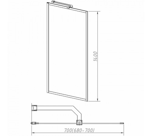 Шторка на ванну Vincea City 70x140 VSB-41700CLB профиль Черный матовый стекло прозрачное