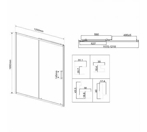 Душевая дверь Vincea City 120 VDS-5CT120MT профиль Хром стекло текстурное