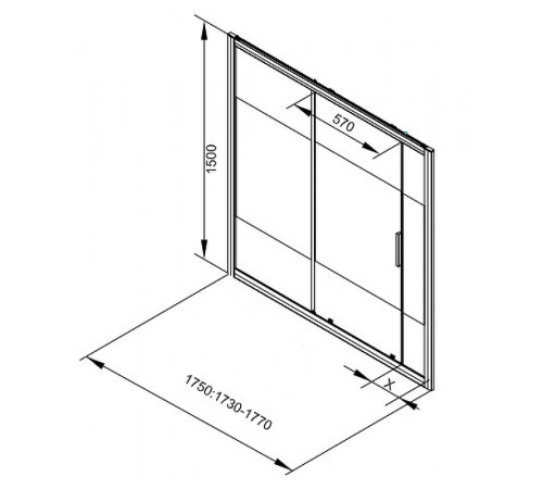 Шторка на ванну Aquanet Practic AE10-B-175H150U-CP 175 273603 профиль Хром стекло прозрачное с шелкографией