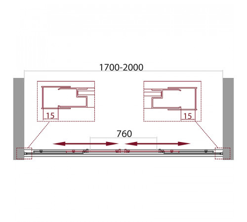 Душевая дверь BelBagno Unique 200 UNIQUE-BF-2-170/200-P-Cr профиль Хром стекло рифленое