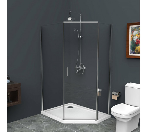 Душевой уголок BelBagno Uno 100х80 UNO-195-PH-1-100/80-C-Cr профиль Хром стекло прозрачное