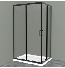 Душевой уголок BelBagno Uno 120х100 UNO-195-AH-2-120/100-C-NERO профиль Черный матовый стекло прозрачное