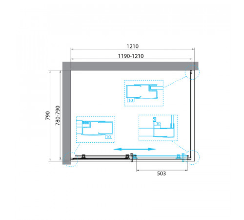 Душевой уголок BelBagno Uno 120x80 UNO-195-AH-1-120/80-C-NERO профиль Черный матовый стекло прозрачное