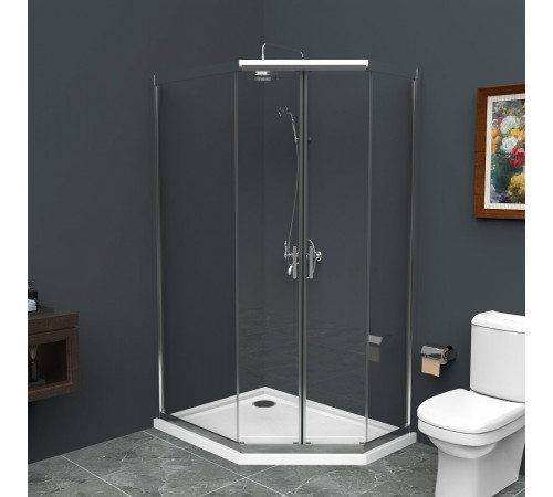 Душевой уголок BelBagno Uno 120х90 UNO-195-PH-2-120/90-C-Cr профиль Хром стекло прозрачное