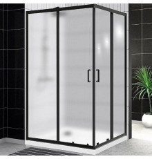 Душевой уголок BelBagno Uno 120х90 UNO-195-AH-2-120/90-P-NERO профиль Черный матовый стекло рифленое