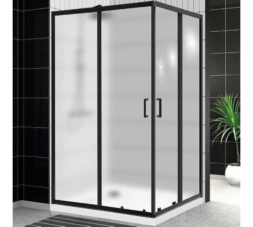 Душевой уголок BelBagno Uno 120х90 UNO-195-AH-2-120/90-P-NERO профиль Черный матовый стекло рифленое