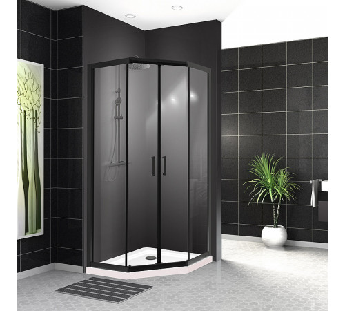 Душевой уголок BelBagno Uno 90х90 UNO-195-P-2-90-C-NERO профиль Черный матовый стекло прозрачное