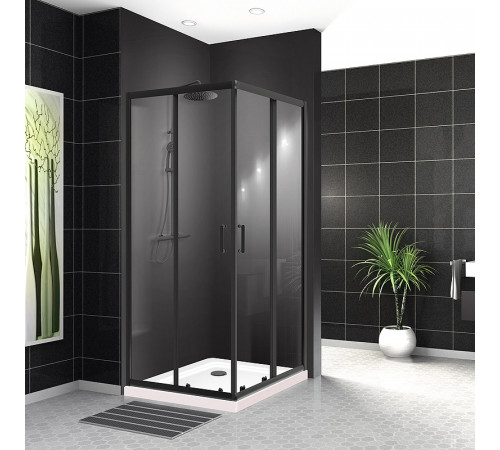 Душевой уголок BelBagno Uno 90х90 UNO-195-A-2-90-C-NERO профиль Черный матовый стекло прозрачное