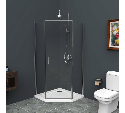 Душевой уголок BelBagno Uno 90х90 UNO-195-P-1-90-C-Cr профиль Хром стекло прозрачное