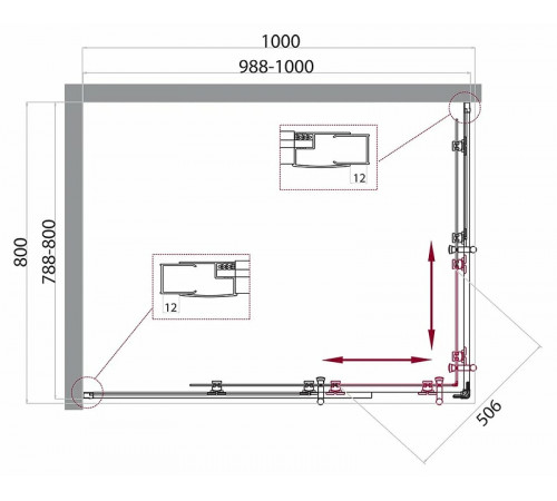 Душевой уголок BelBagno UNO-195-AH-2-100/80-C-Cr 100x80 профиль Хром стекло прозрачное