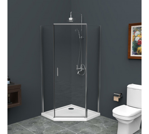 Душевой уголок BelBagno Uno 80х80 UNO-195-P-1-80-C-Cr профиль Хром стекло прозрачное