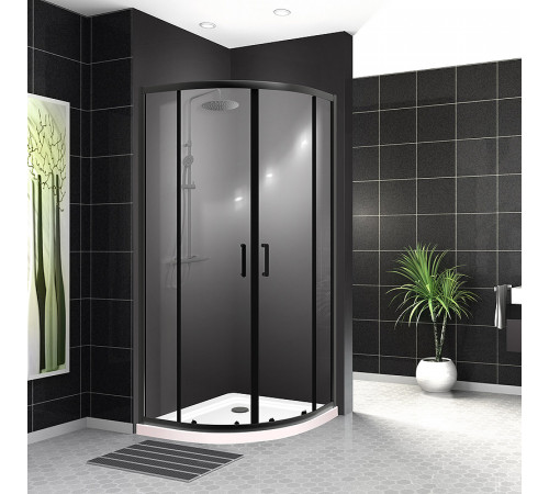 Душевой уголок BelBagno Uno 90х90 UNO-195-R-2-90-C-NERO профиль Черный матовый стекло прозрачное